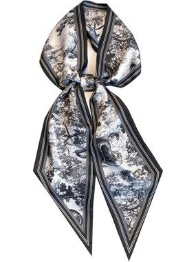 Women's Ink Painting Black Edge Color Elegant Oblique Angle Scarves Bag Scarfs